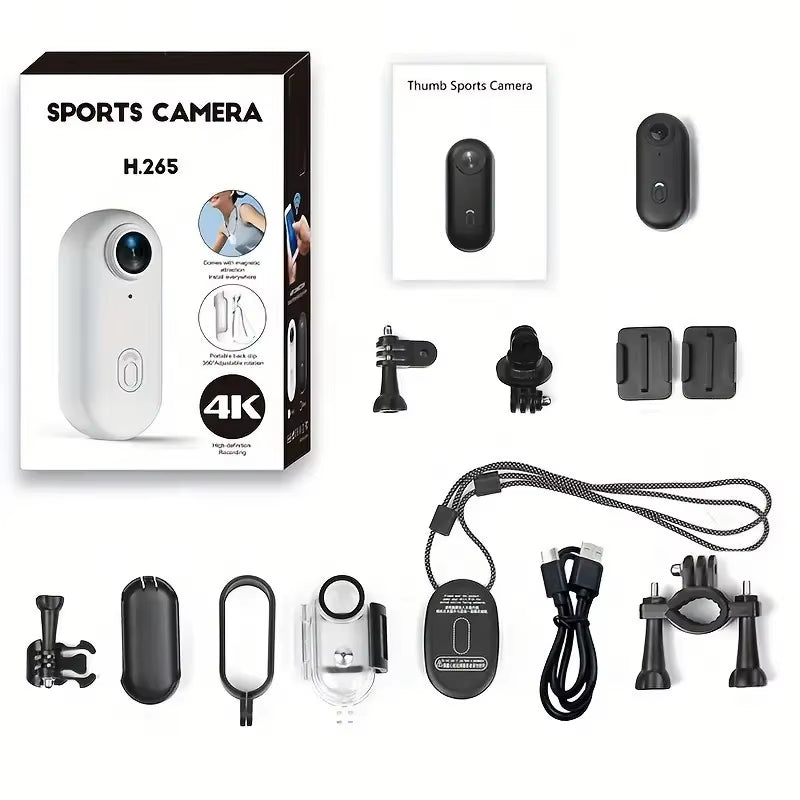 VantCam 4K Thumb Sports Camera  — Complete Kit (9 Accessories Included)